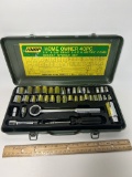 KNAP 1/4” & 3/8” Drive S.A.E & Metric Combo Socket Wrench Set in Metal Case
