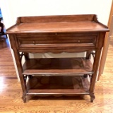 Pretty Wooden 3-Tier Server with Drawer & Pull-out Prep Surface