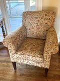 Nice Ethan Allen Emma Arm Chair with Rolled Arms, Slim Tapered Legs & Animal Print Upholstery