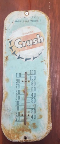 Vintage Orange Crush Metal Thermometer