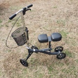 Roscoe Medical Knee Scooter with Basket and Padded Seat, Black