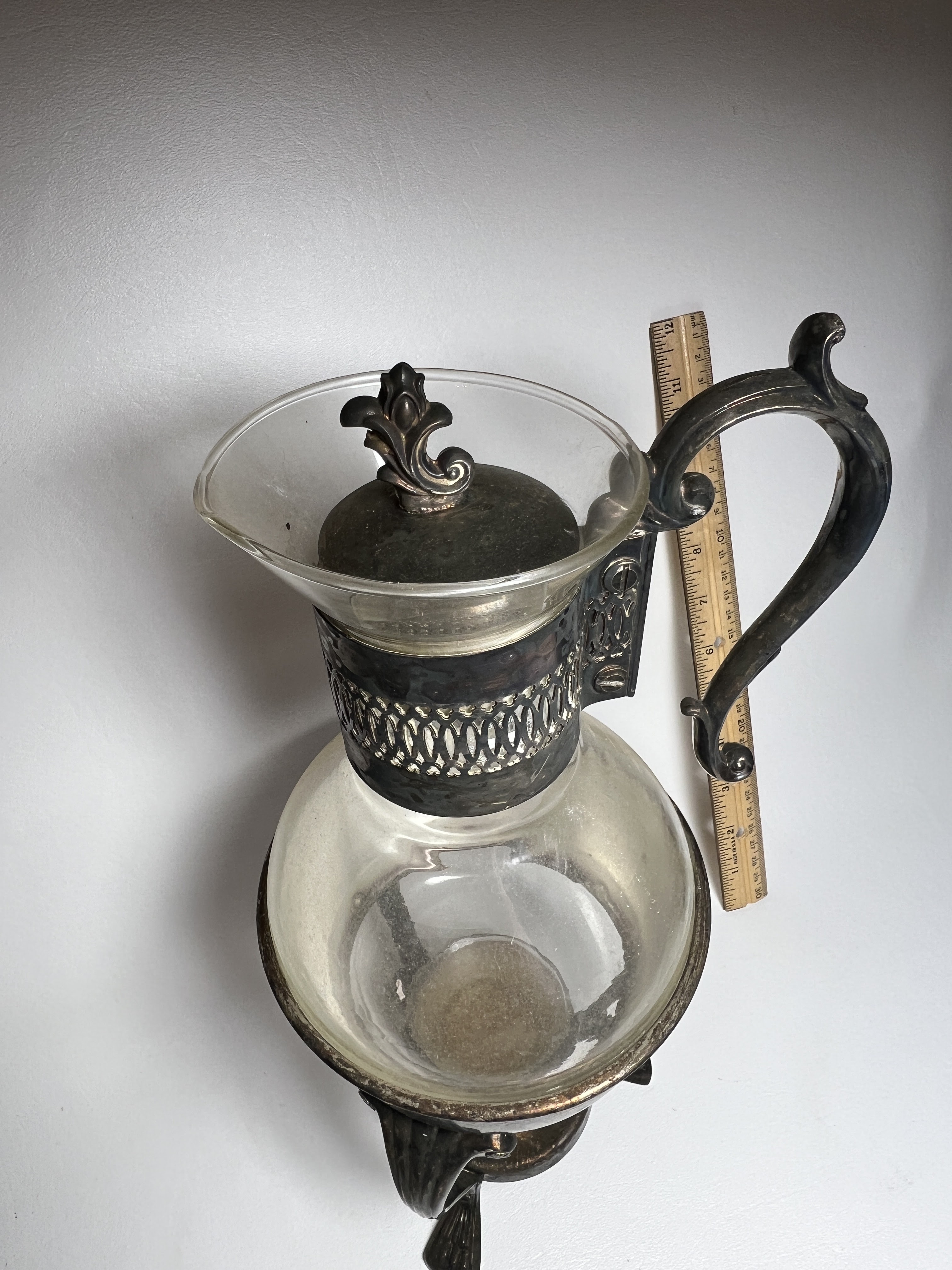 Vintage Glass Coffee Carafe with warmer