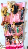 Large Lot of Barbie and Other Dolls and Clothes in Plastic Shoe Holder