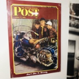 Metal “Saturday Evening Post” Motorcycle Sign