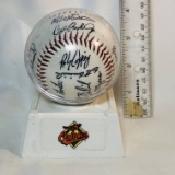 Autographed Orioles Baseball in Plastic Case with Stand