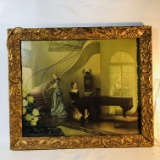 Vintage “Morning Melody” Lithograph by R. Brownell McGrew with Glass & Ornate Gilded Wood Frame