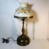 Vintage Brass Oil Lamp - Turned Electric - Works