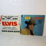 Pair of Elvis Sings Flaming Star and Exclusive Live Press Conference Vinyl Record Album LPs