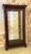 Impressive Lighted Two-Way Sliding Door Dark Wood Curio with Claw Feet