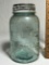 Vintage Blue Glass Atlas Mason Jar with Zinc Lid
