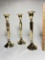 Lot of 3 Brass Candlesticks - 10.5” Tall