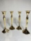 Set of 4 Brass Candlesticks - 9” Tall