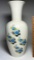 Tall Ceramic Vase with Blue Rose Design