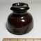 Large Vintage Brown Ceramic Insulator