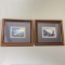 Pair of Framed & Matted Mountain Scene Miniature Prints