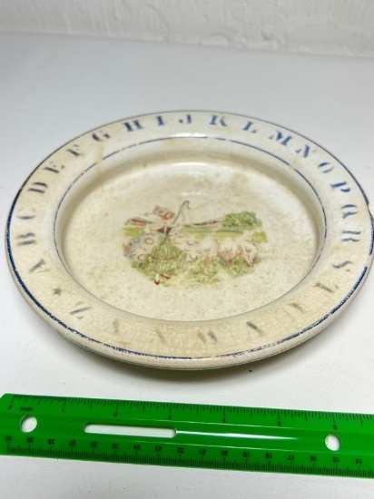 Antique Holdfast Baby Plate by D.E. McNicol East Liverpool