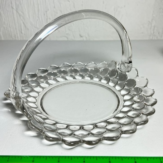 Pretty Glass Curved Bottom Basket with Handle