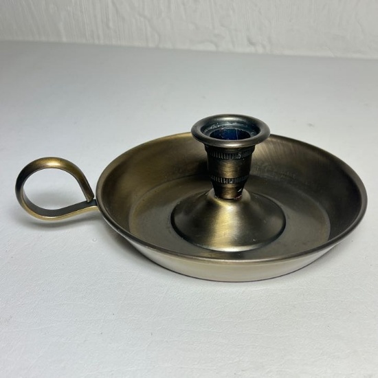 Bronze Finish Candlestick Holder with Finger Loop