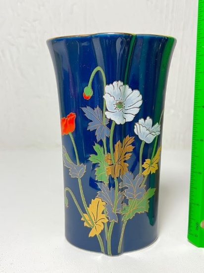 Oriental Style Floral Vase by TOYO with Original Foil Label