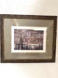 Framed & Matted Statue of Liberty & Twin Towers Print