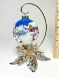 2004 “The Snow Team” Hand Painted Ornament on Stand Signed by Artist Marie Davis