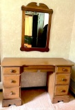 Vintage Maple Vanity with Matching Mirror