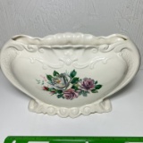 Ceramic Floral Wide Mouth Vase Signed on Bottom Albertas