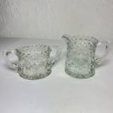 Pretty Pressed Glass Floral Cream & Sugar Set