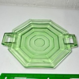 Double Handled Uranium Green Glass Dish