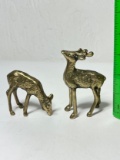 Pair of Solid Brass Deer Figurines