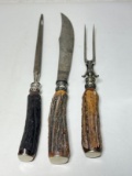 Vintage Stag Handled Carving Set