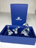 Swarovski Crystal Mother Goose & 2 Gosling Figurines in Box