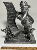 2007 Signed Michael Ricker Numbered #9/250 Santa Claus with List Pewter Sculpture