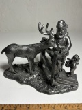 2009 Signed Michael Ricker Numbered #9/250 Santa with Reindeer Pewter Sculpture