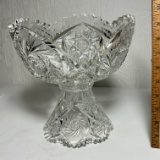 Impressive Antique American Brilliant 2 pc Cut Crystal Punch Bowl