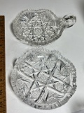 Pair of American Brilliant Cut Crystal Dishes - One with Finger Loop