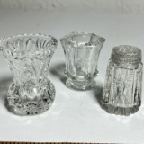 2 Crystal Toothpick Holders with Crystal Shaker