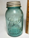 Vintage Blue Ball Glass Perfect Mason Jar with Zinc Lid