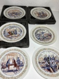 Lot of 6 Porcelain French Limoges American Revolution Collectible Plates - 3 Styrofoam Boxes