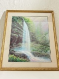 Framed, Matted, Signed Randall Ogle 124/750 Limited Ed. Waterfall Print