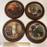 Lot of 4 Wooden Framed Norman Rockwell Collector’s Plates