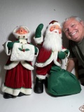 HUGE Pair of 2006 Annalee Santa & Mrs. Claus Collectible Figures