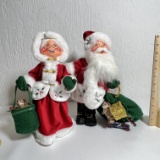 Pair of 13” Annalee Santa & Mrs. Claus Collectible Figures