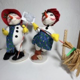 Large Pair of 20” Annalee Snowman Couple