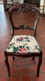 Victorian Traditional Carved Mahogany Side Chair with Upholstered Seat