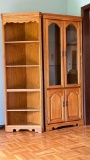 Tall Oak 2 pc Curio Cabinet with 5-Tier Shelf by Broyhill