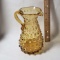 Vintage Empoli Italian Blown Art Glass Amber Hobnail Pitcher