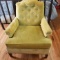 MCM Green Velvet Button Tufted Low Chair By Highland House Of Hickory