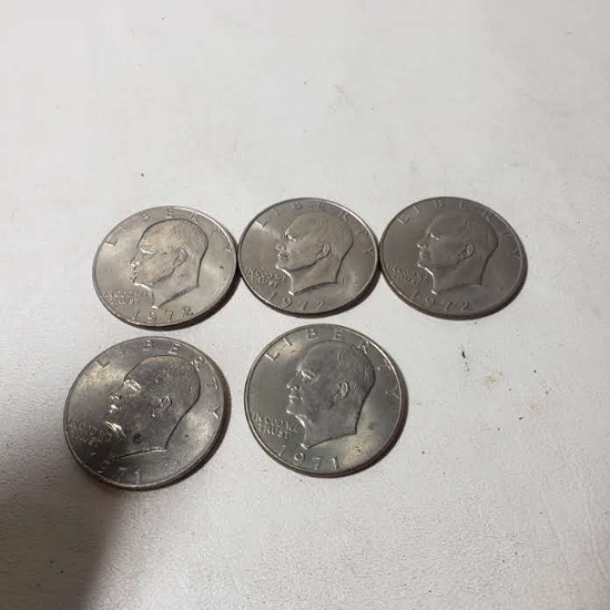 Lot of 5 Eisenhower $1 Coins