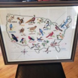 Beautiful Hand Sewn State Birds Framed Embroidery